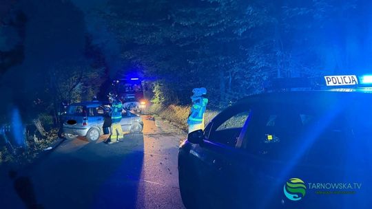 Fiat w rowie w Rychwałdzie. W samochodzie znaleziono mężczyznę, który miał około 2 promili alkoholu