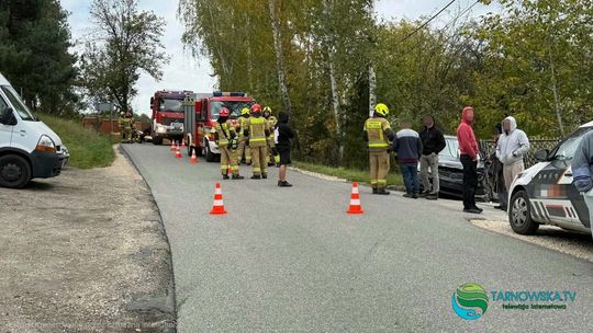 Groźne zdarzenie w Skrzyszowie. Honda wjechała w ogrodzenie posesji. Jedna osoba poszkodowana