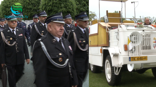 Pielgrzymka służb mundurowych i papamobile w Dąbrowie Tarnowskiej