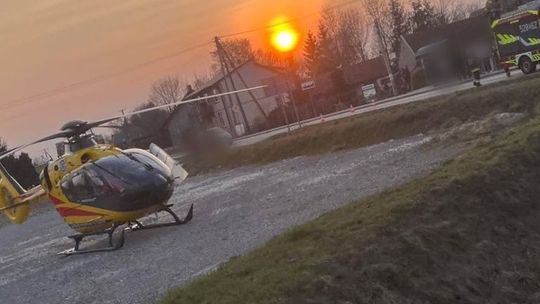 Poważny wypadek w powiecie proszowickim. Na miejscu lądował śmigłowiec LPR