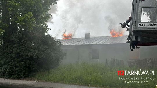 Pożar baraków przy ul. Krzyskiej w Tarnowie Pożar baraków przy ul. Krzyskiej w Tarnowie