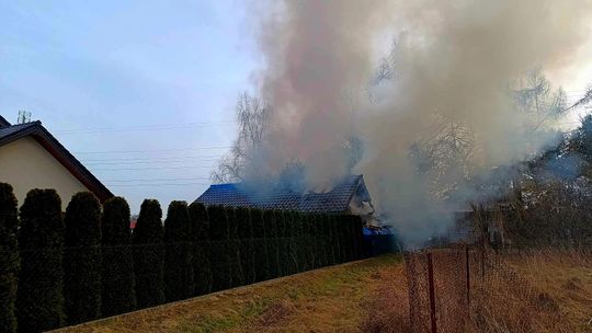 Pożar budynku gospodarczego w Maszkienicach