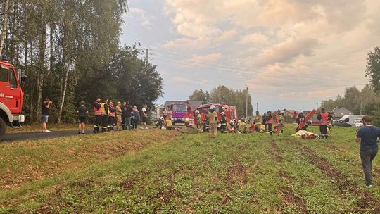 Pożar, wypadki i brak wody na terenie gminy Lisia Góra - międzygminne ćwiczenia strażaków
