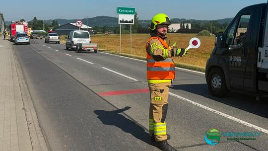 Rowerzysta trafił do szpitala po zdarzeniu na DW980 pod Zakliczynem