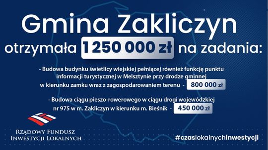 Rządowe pieniądze na infrastrukturę turystyczną i ciąg pieszo-rowerowy w gminie Zakliczyn
