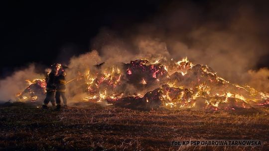 Seria pożarów w gminie Olesno, trzy jednej nocy. Spłonęło około 70 bel słomy i siano.