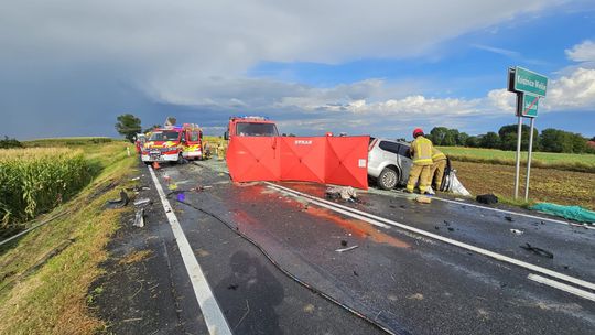 Tragiczny wypadek na DK79 w Książnicach Wielkich. Nie żyje około 60-letni kierowca osobówki
