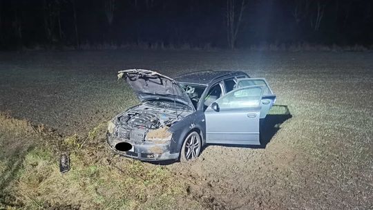 Wypadek samochodu osobowego na DK73 w Słupcu. Jedna osoba została poszkodowana