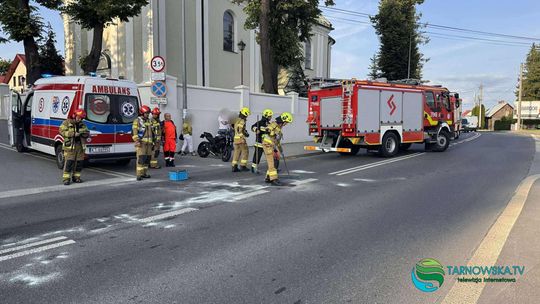 Zderzenie motocykla z samochodem osobowym w Wierzchosławicach Zderzenie motocykla z samochodem osobowym w Wierzchosławicach