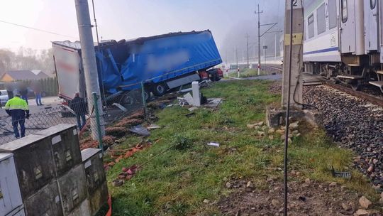 Zderzenie samochodu ciężarowego z pociągiem na Sądecczyźnie Zderzenie samochodu ciężarowego z pociągiem na Sądecczyźnie