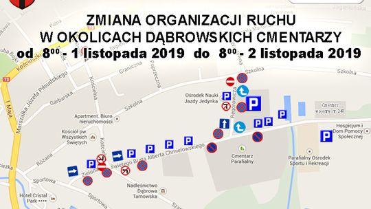 Zmiana organizacji ruchu w obrębie dąbrowskich cmentarzy