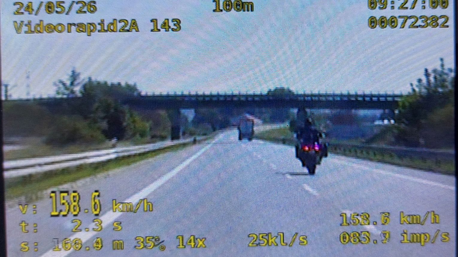 158 km/h przy 90 — motocyklista stracił prawo jazdy