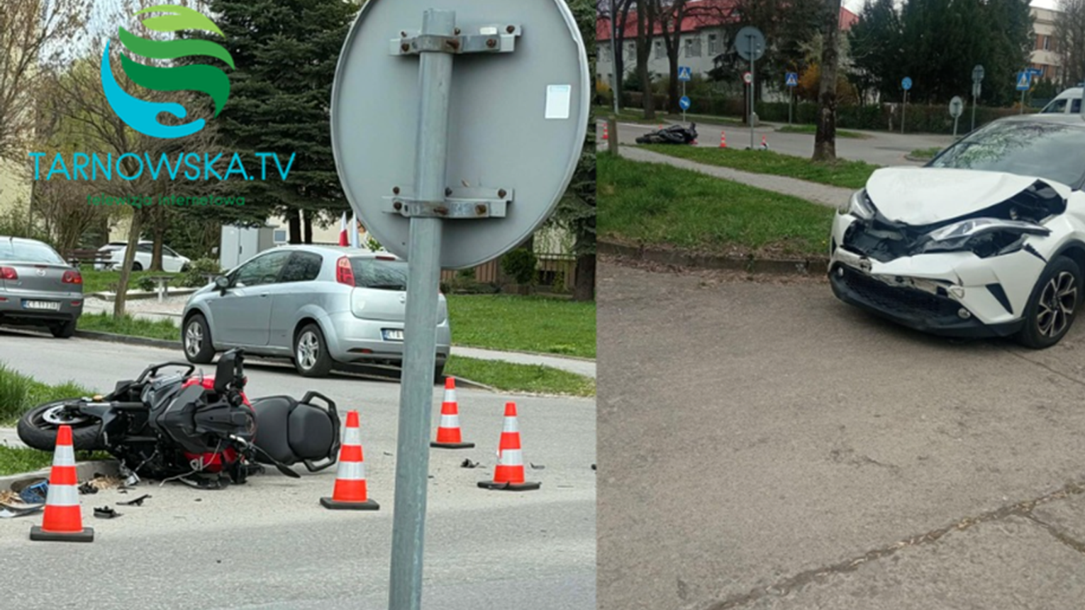 Chwile grozy w Mościcach! Motocyklista z obrażeniami po zderzeniu z autem