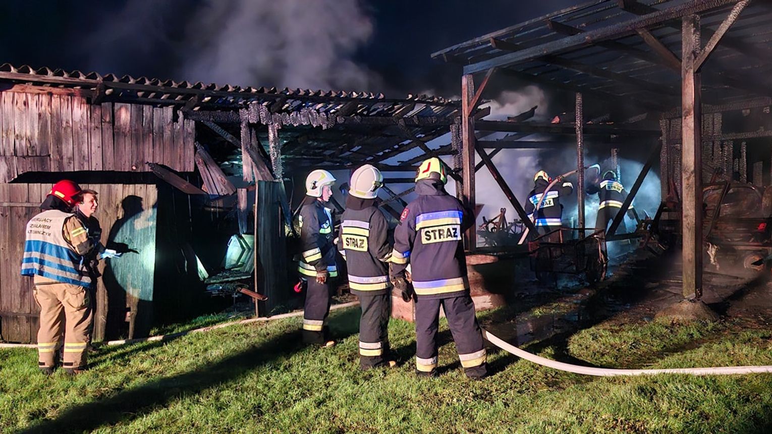 Pożar drewnianego budynku w Smykowie