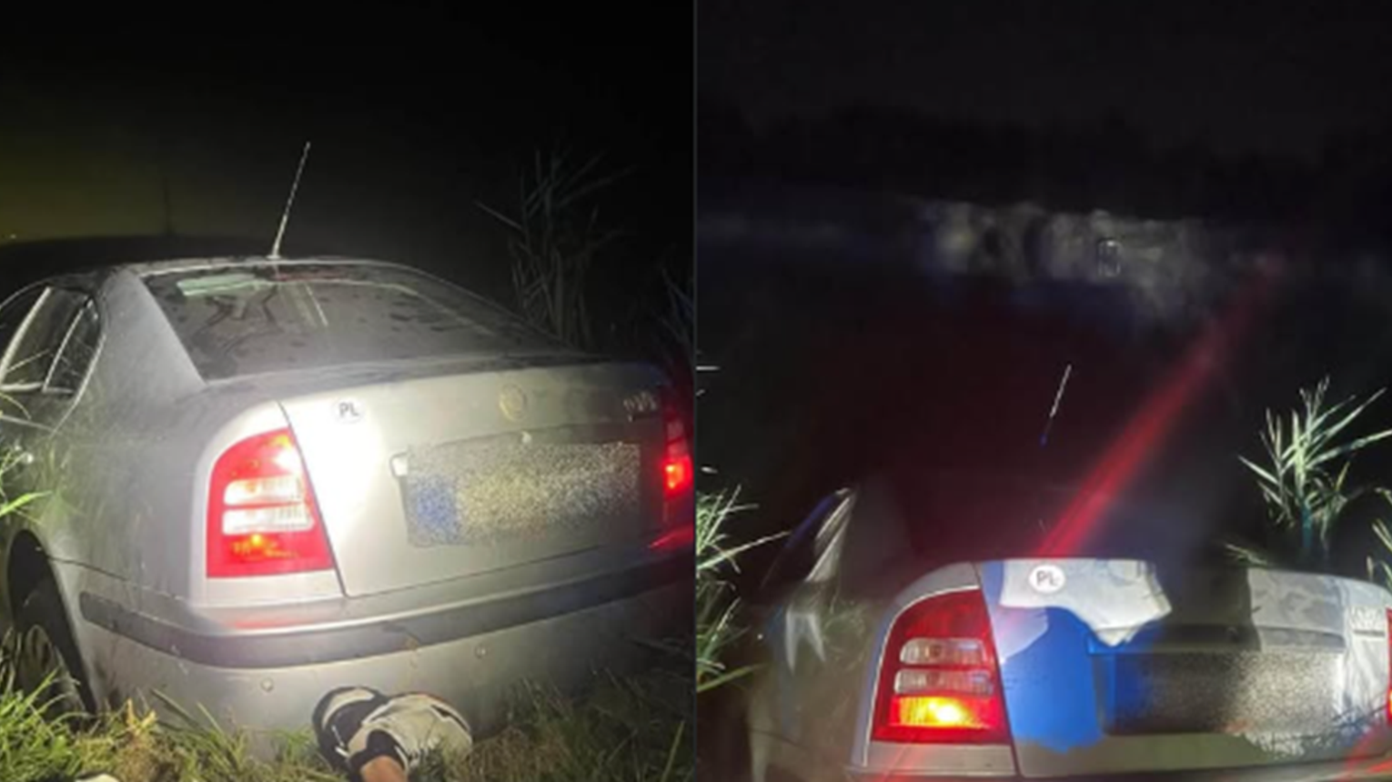Szaleńczy pościg pod Tarnowem! 19-latek uciekał przed policją, jechał pod prąd i wpadł samochodem do stawu