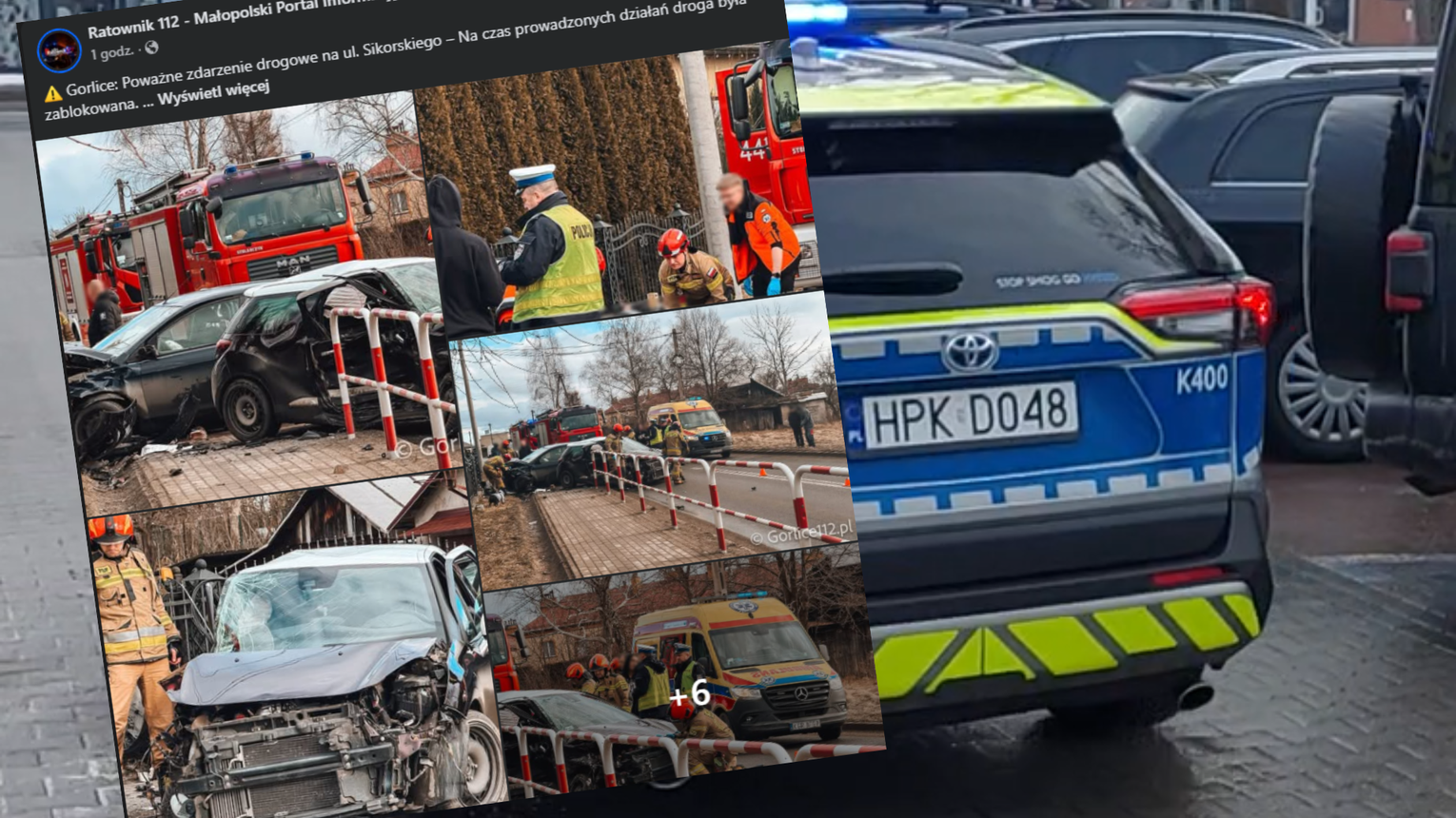 Wypadek na ulicy Sikorskiego w Gorlicach. Dwie osoby poszkodowane