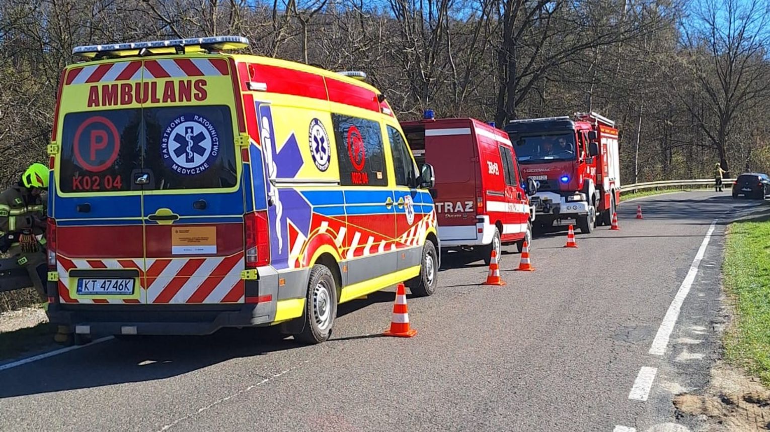 Wypadek w Rychwałdzie. Poszkodowany motocyklista