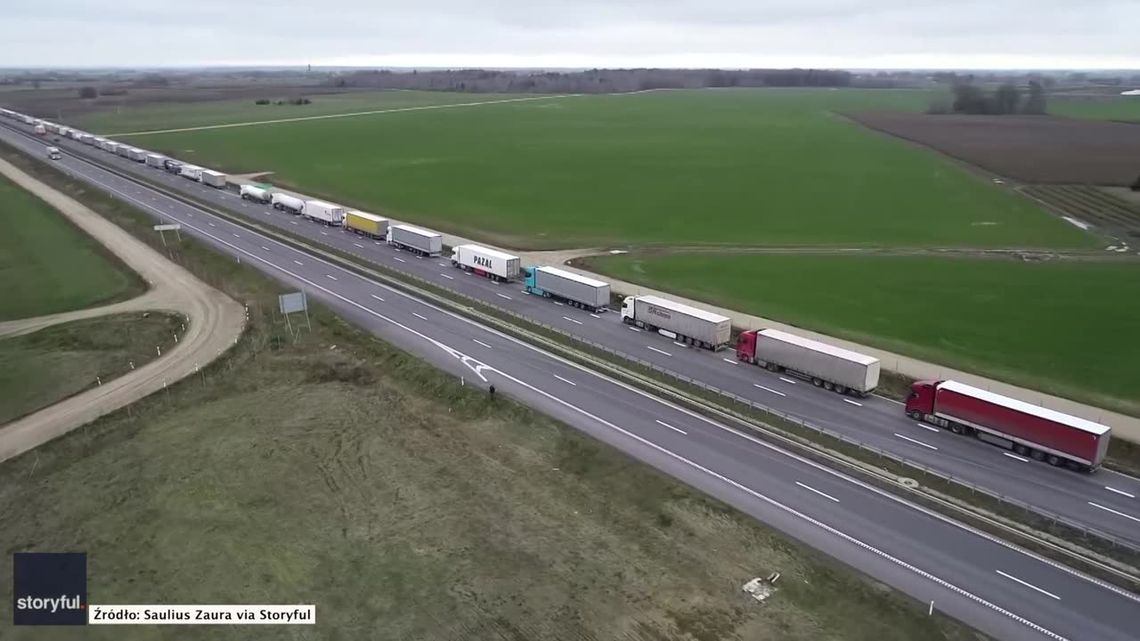 50-kilometrowy korek na Litwie. Ciężarówki nie mogą wjechać do Polski