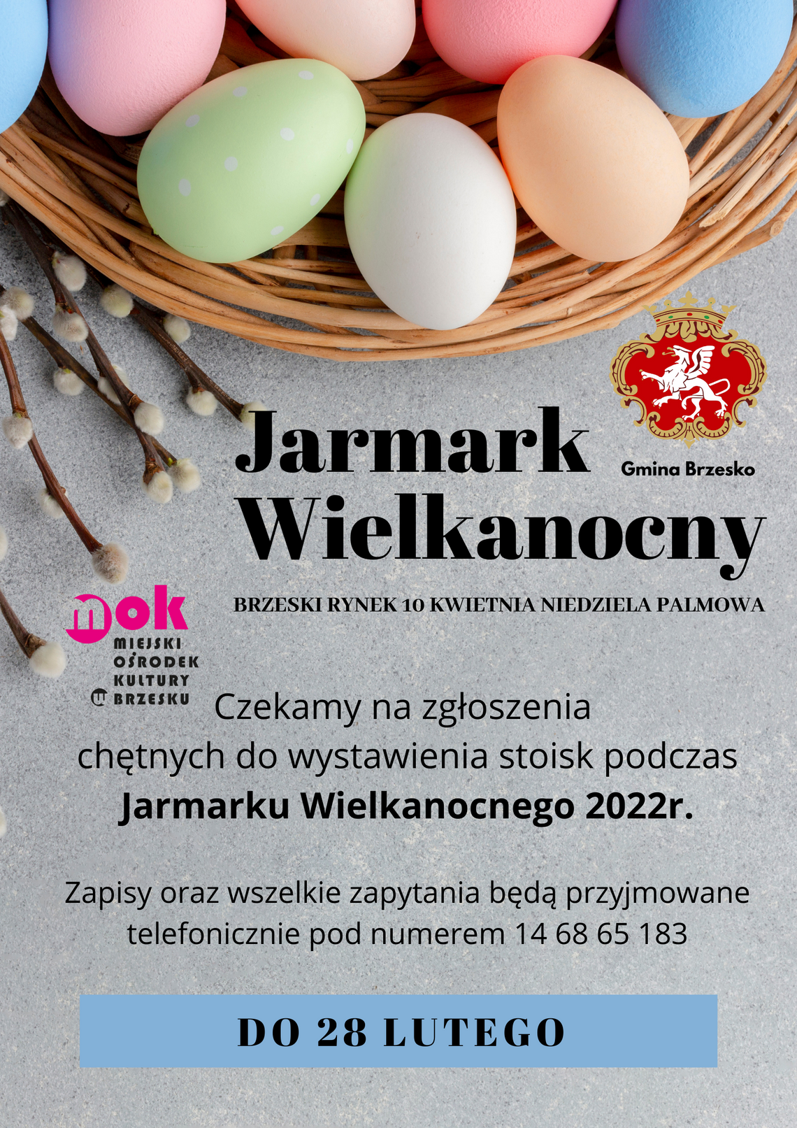 Brzesko zachęca do wzięcia udziału w Jarmarku Wielkanocnym, na zgłoszenia wystawców czekają do końca lutego