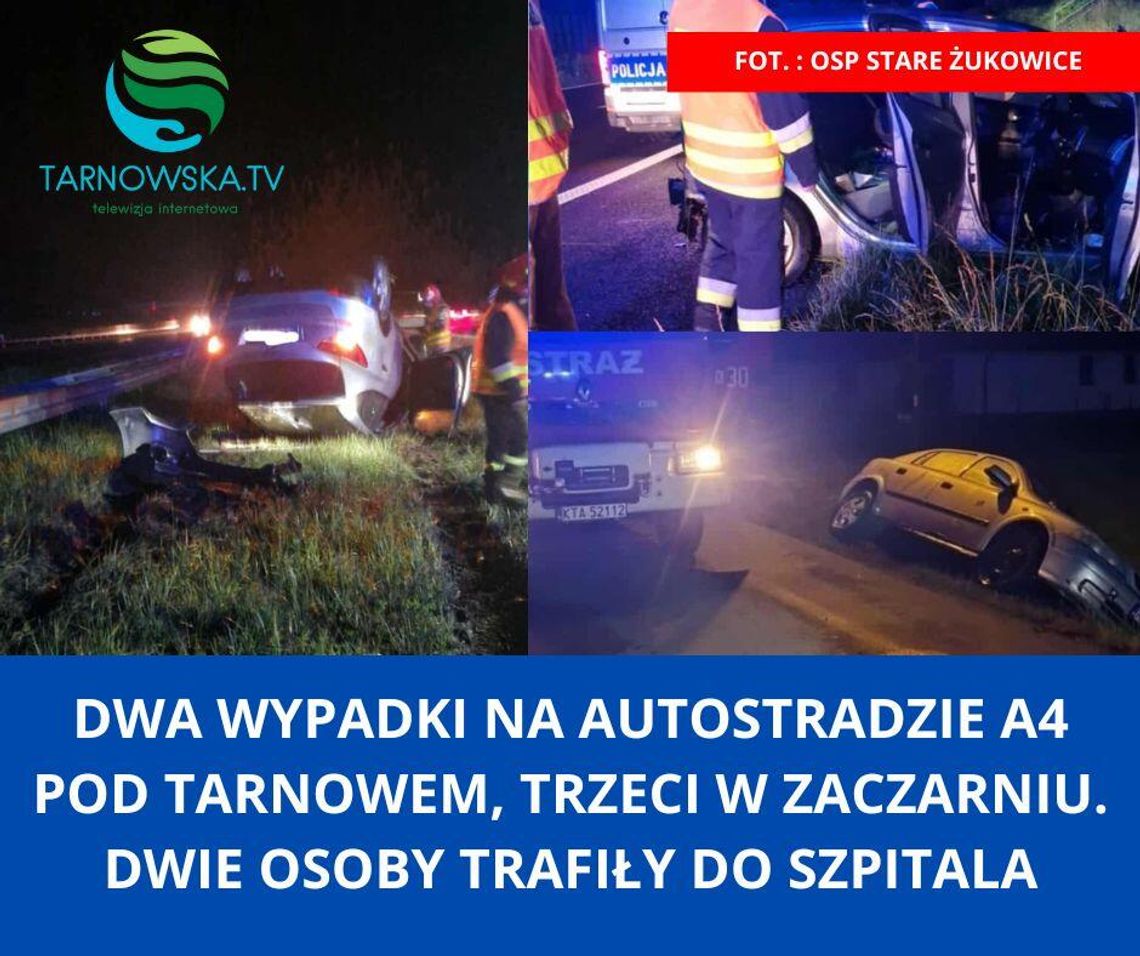 Dwa wypadki na autostradzie A4 pod Tarnowem, trzeci w Zaczarniu. Dwie osoby trafiły do szpitala