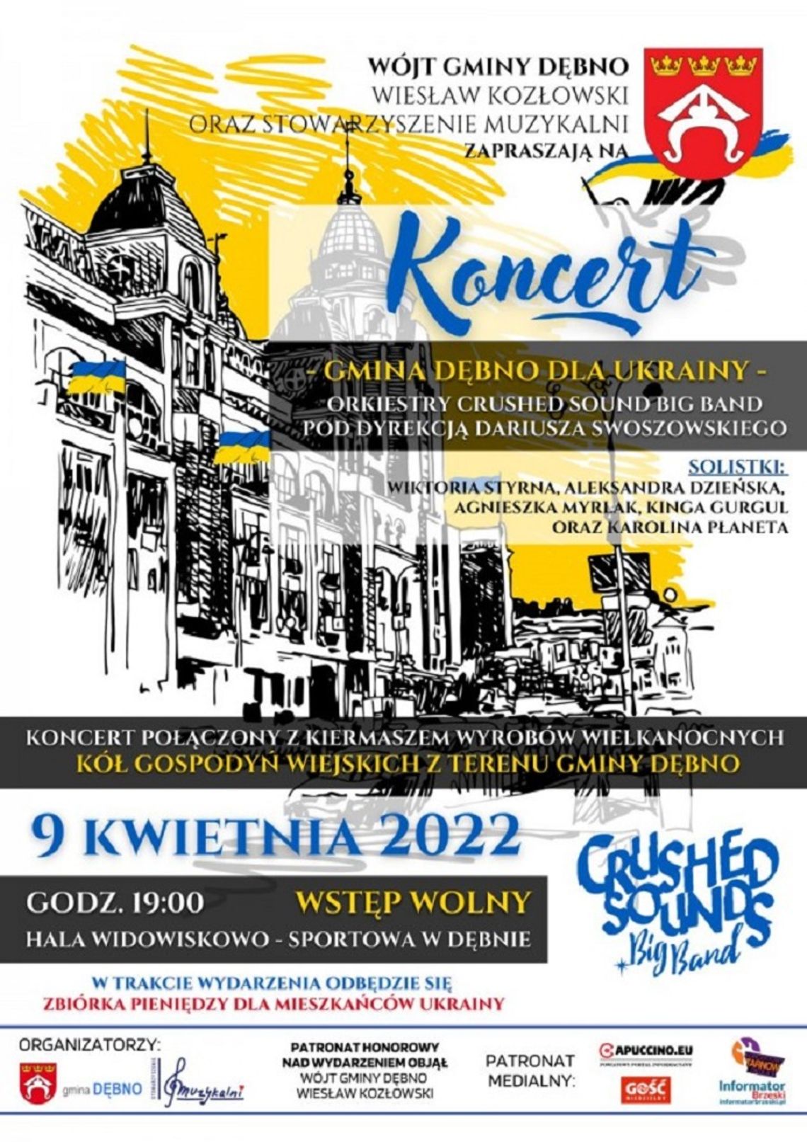 Koncert charytatywny pod nazwą „Gmina Dębno dla Ukrainy”