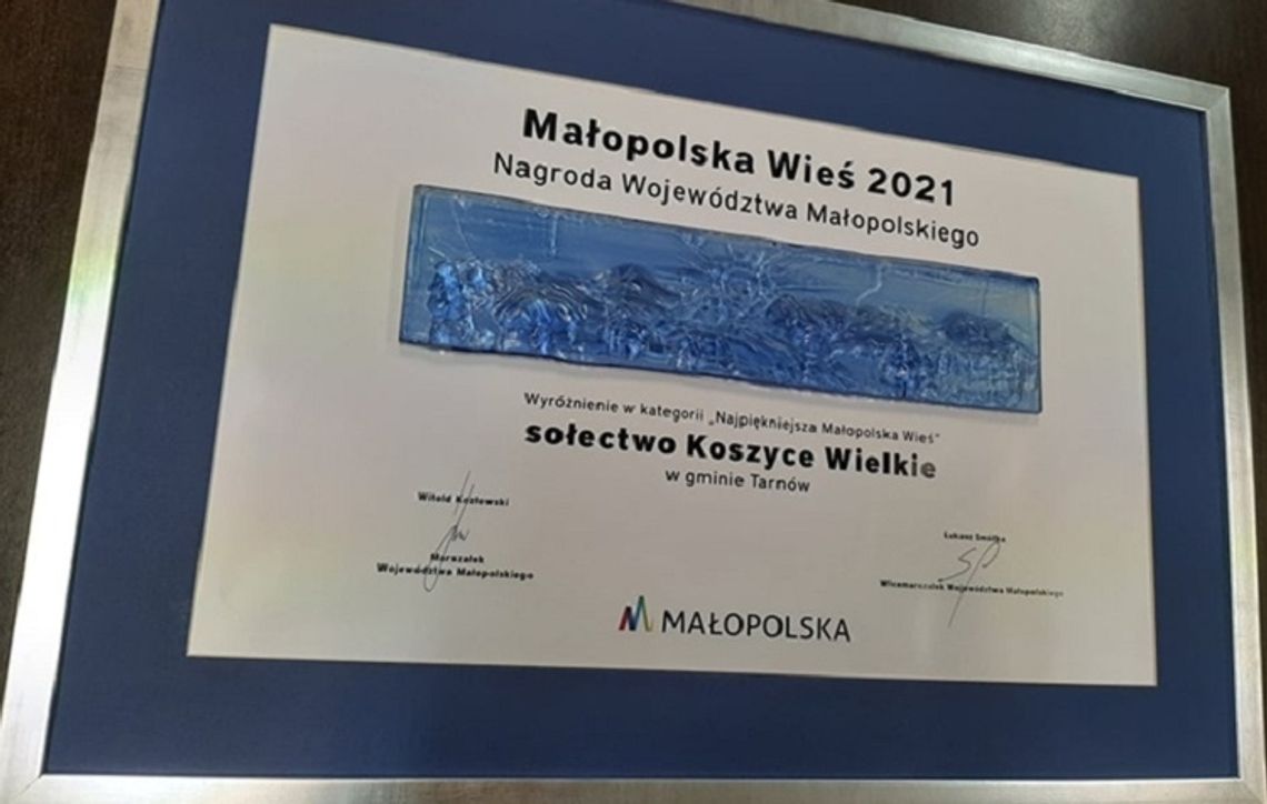 Koszyce Wielkie wyróżnione w konkursie Małopolska Wieś 2021