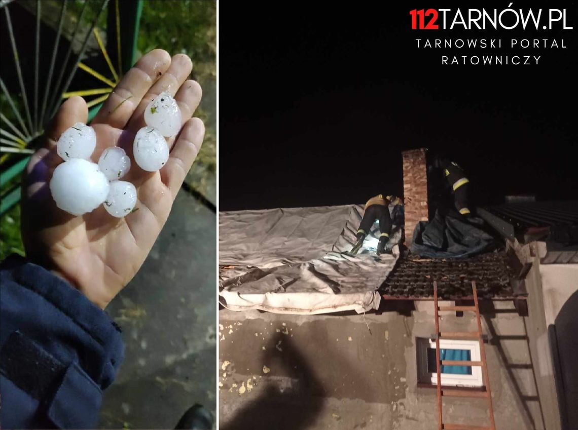 Nocna burza z gradobiciem uszkodziła dachy i samochody w Nowej Jastrząbce