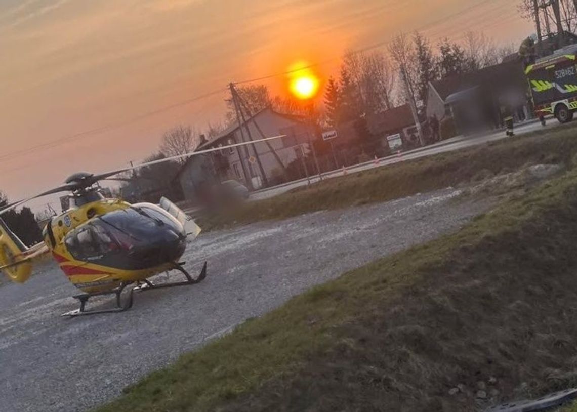 Poważny wypadek w powiecie proszowickim. Na miejscu lądował śmigłowiec LPR