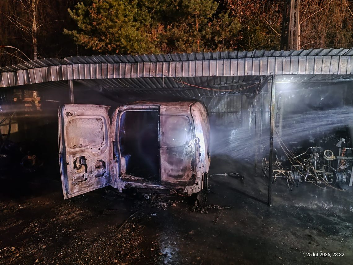 Pożar garażu w Mędrzechowie. Zniszczeniu uległ samochód