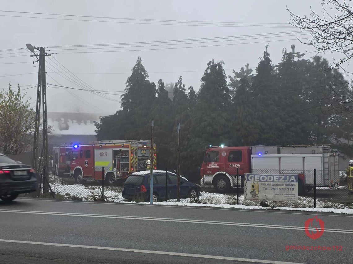 Pożar poddasza w budynku garażowo-mieszkalnym w Czchowie