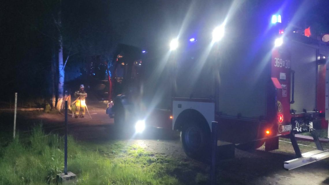 Pożar trawy i gałęzi w Starych Żukowicach. Ogień pojawił się w lesie między zabudowaniami