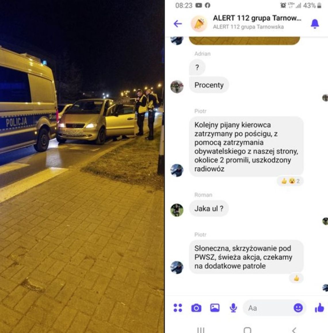 Tarnowska policja komentuje nocne zatrzymanie mercedesa w Tarnowie