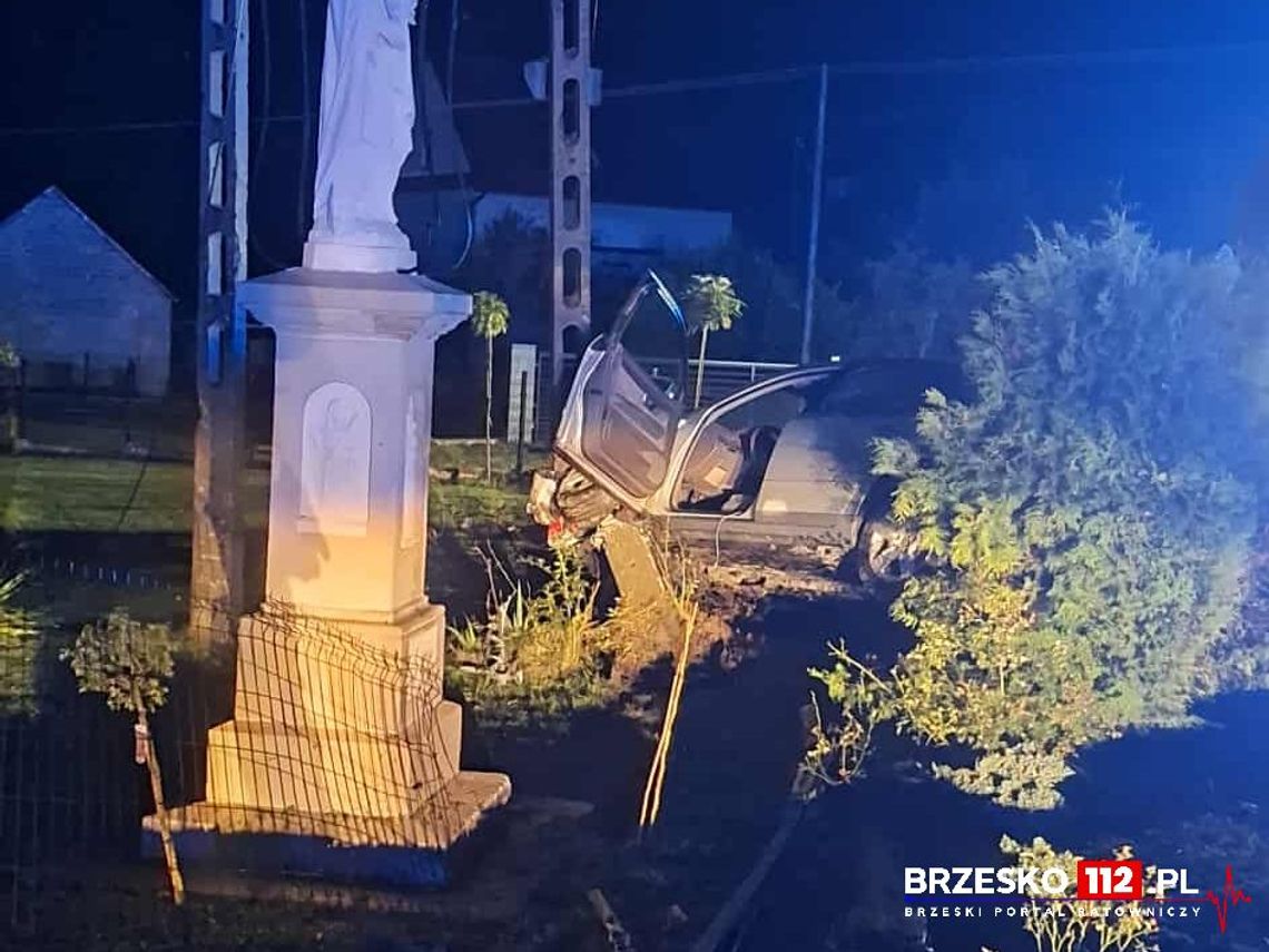 Uszkodził słup i linie energetyczne. Samochodem podróżowały trzy osoby