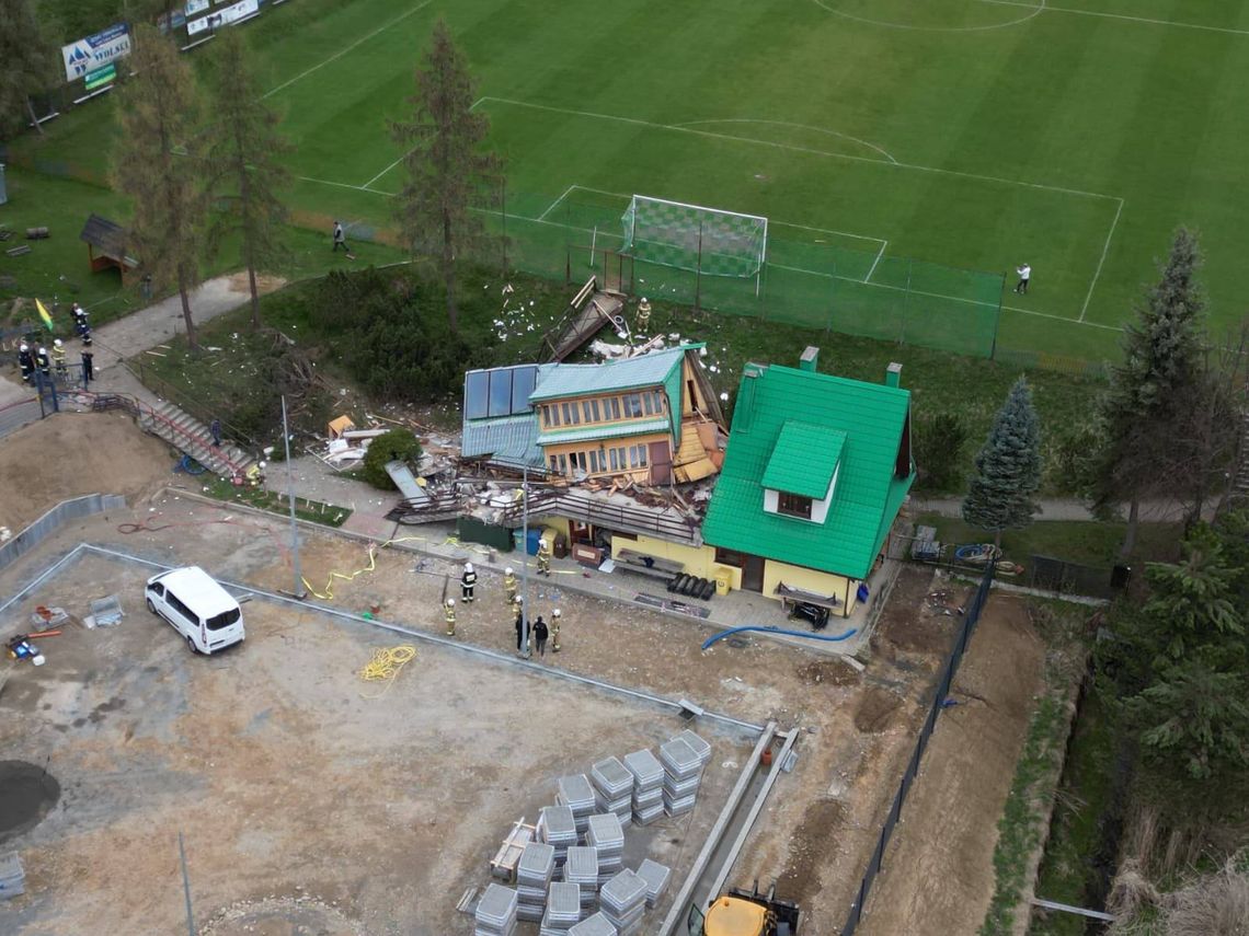 Wybuch gazu w powiecie nowotarskim. Zniszczony budynek klubowy, jedna osoba poszkodowana