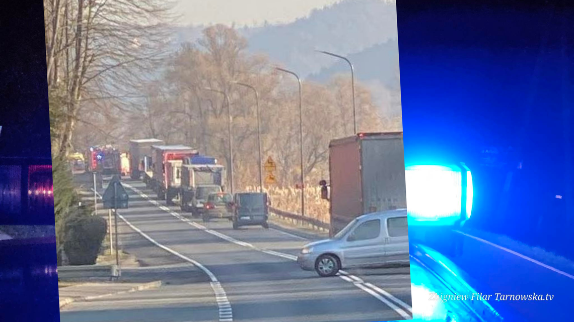 Wypadek na trasie Jurków - Nowy Sącz. Trzy osoby poszkodowane