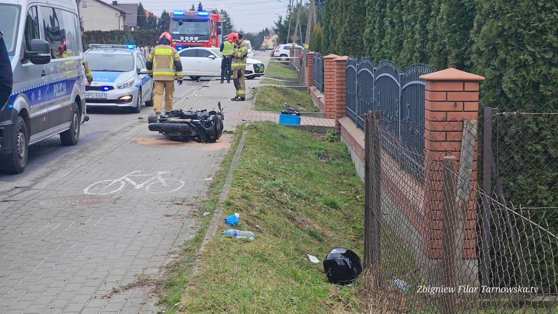 Wypadek w Wierzchosławicach. Kierujący motocyklem zabrany do szpitala