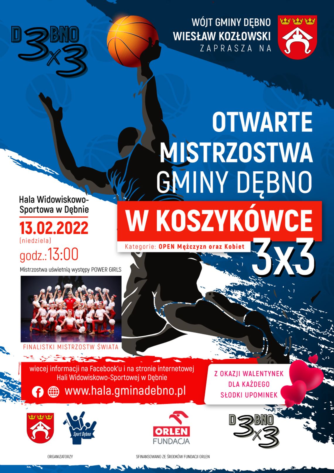 Zaproszenie do udziału w Otwartych Mistrzostwach Gminy Dębno w koszykówce 3x3