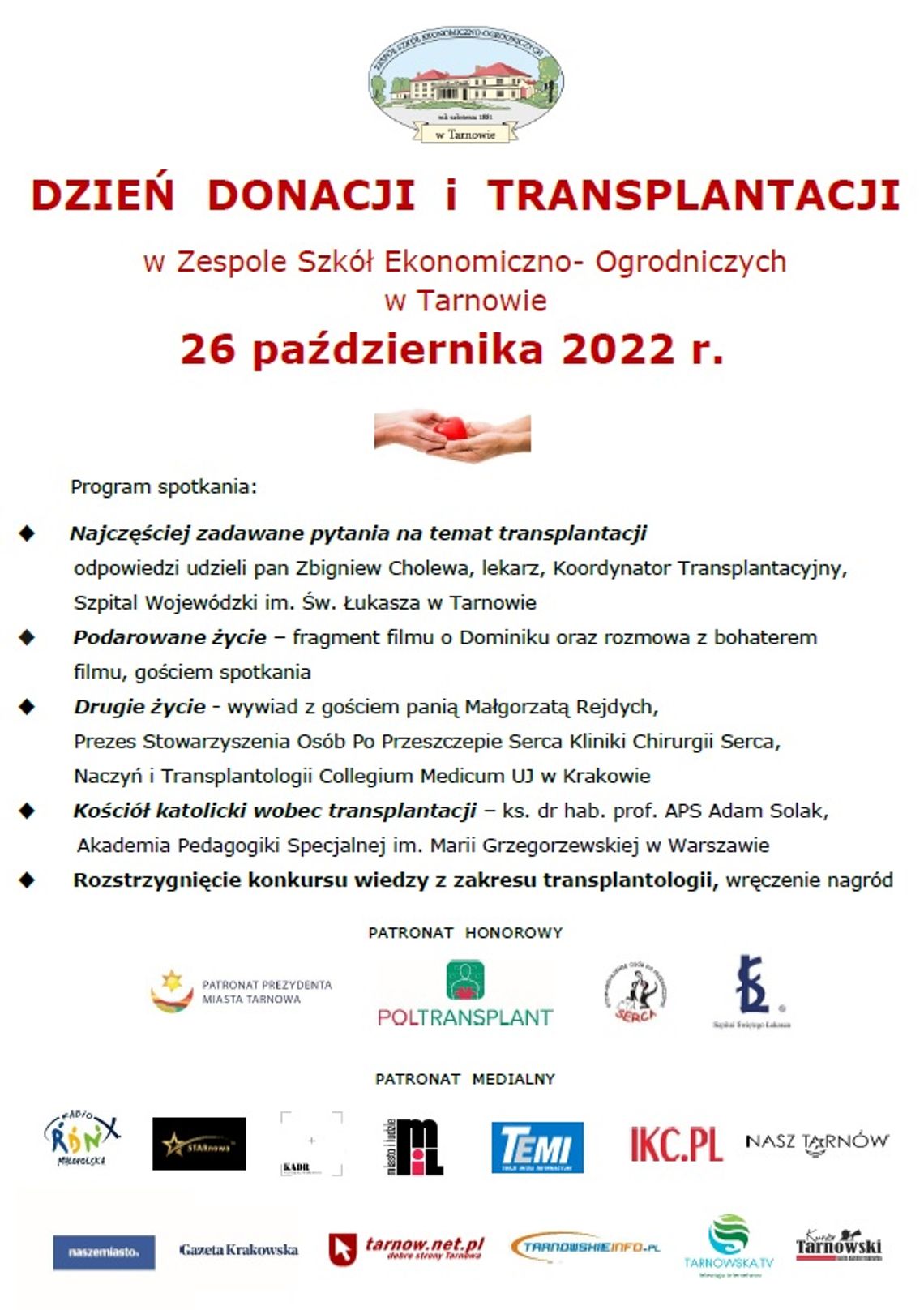 Zbliża się "Światowy dzień donacji i transplantacji"