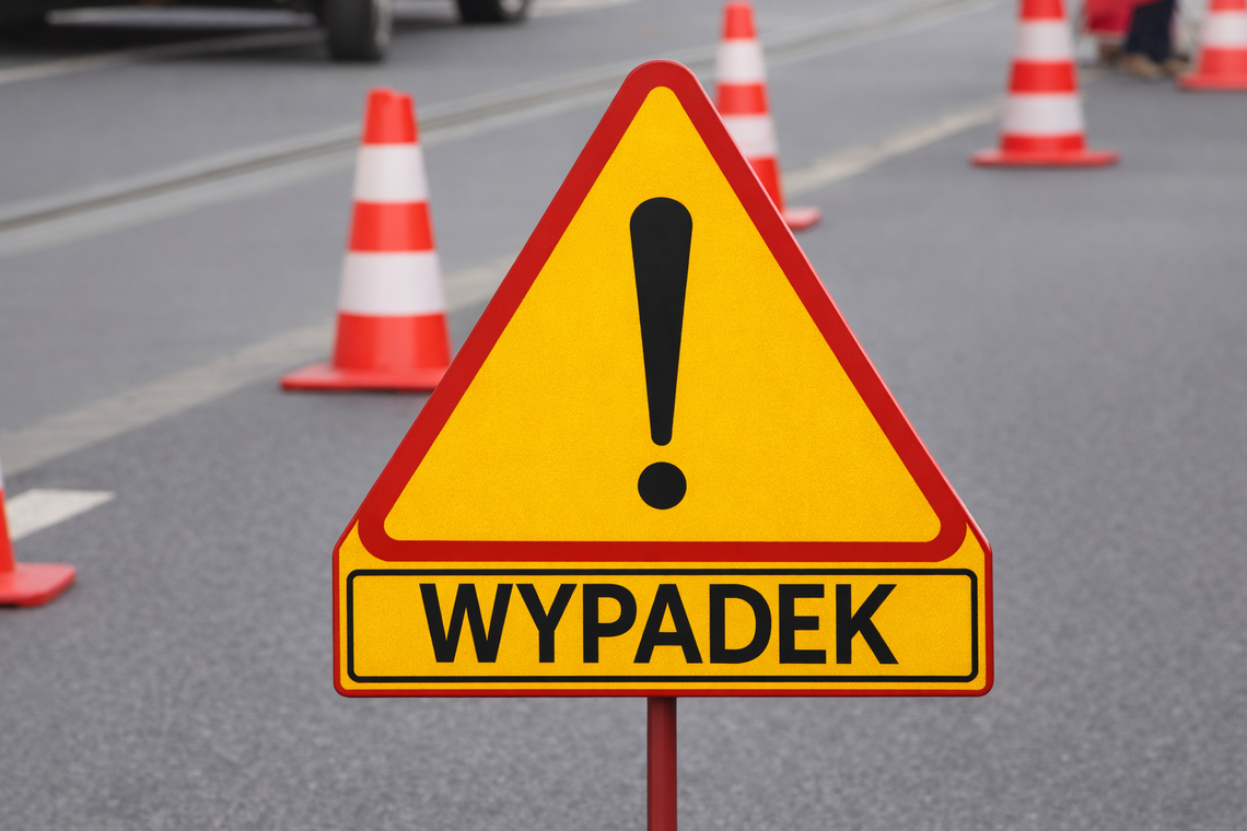 Zdarzenie drogowe w powiecie dąbrowskim. Droga zablokowana po zderzeniu dwóch aut