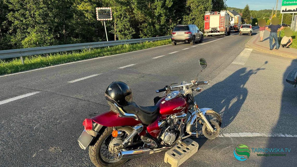 Zderzenie motocykla z mercedesem pod Gromnikiem