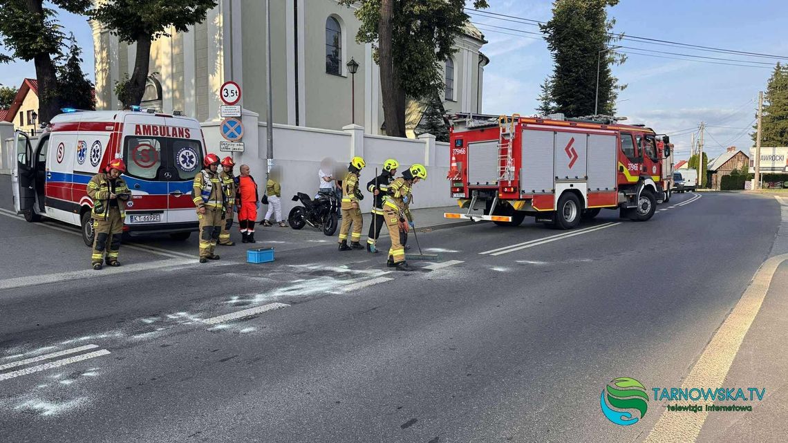Zderzenie motocykla z samochodem osobowym w Wierzchosławicach