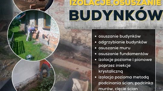 Izolacja i osuszanie piwnic - iniekcja krystaliczna i drenaż Małopolska