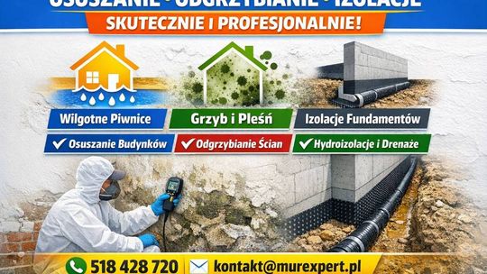 Izolacja pozioma. Podcinka fundamentów i iniekcja krystaliczna. 100% blokada wilgoci