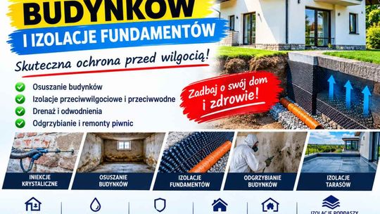 Osuszanie i izolowanie fundamentów, piwnic - remonty
