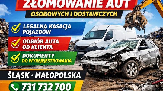 Złomowanie aut osobowych i dostawczych z odbiorem - auto złom Małopolska, Śląsk