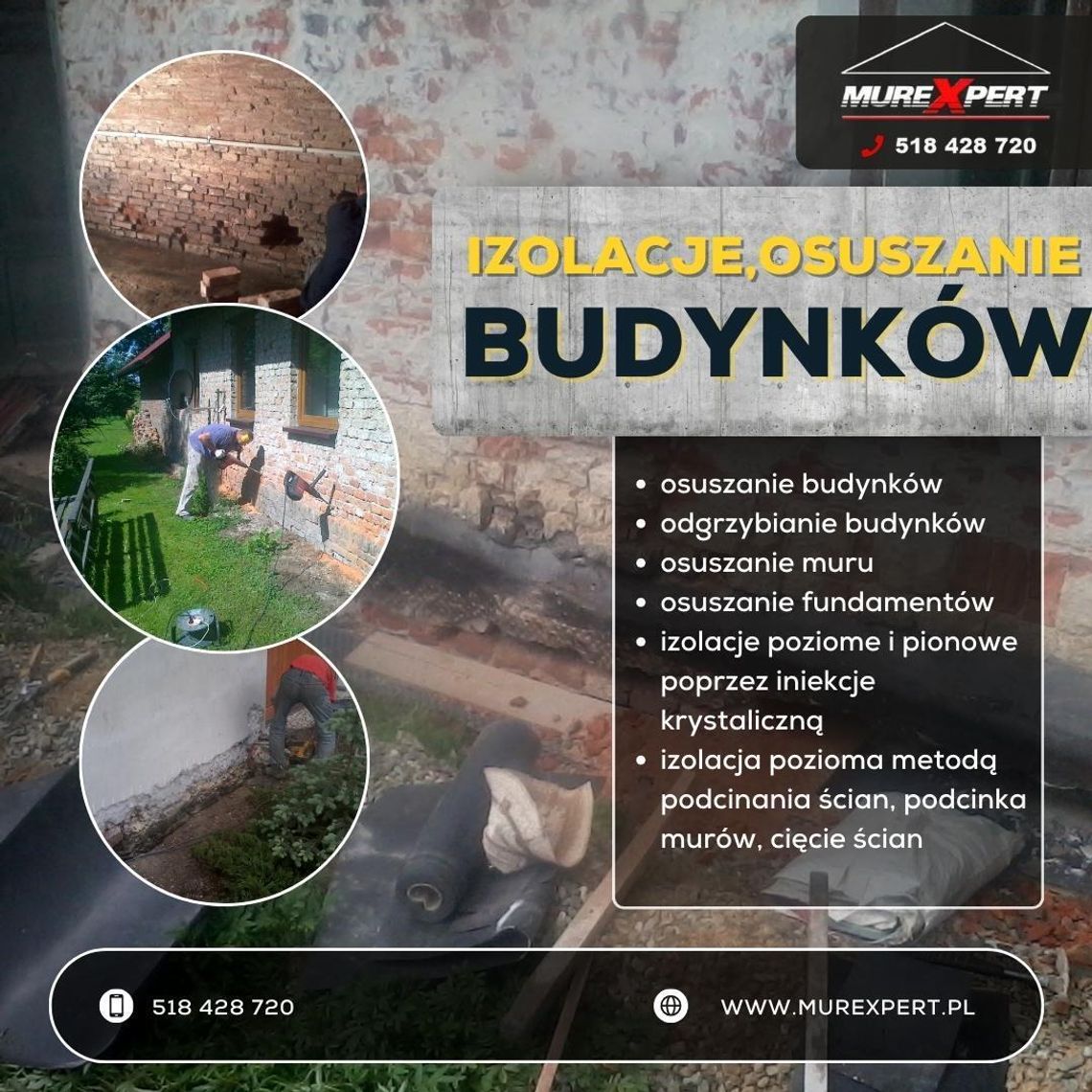 Iniekcja i podcinanie ścian - izolacja pozioma muru, osuszanie budynków i piwnic Iniekcja i podcinanie ścian - izolacja pozioma muru, osuszanie budynków i piwnic