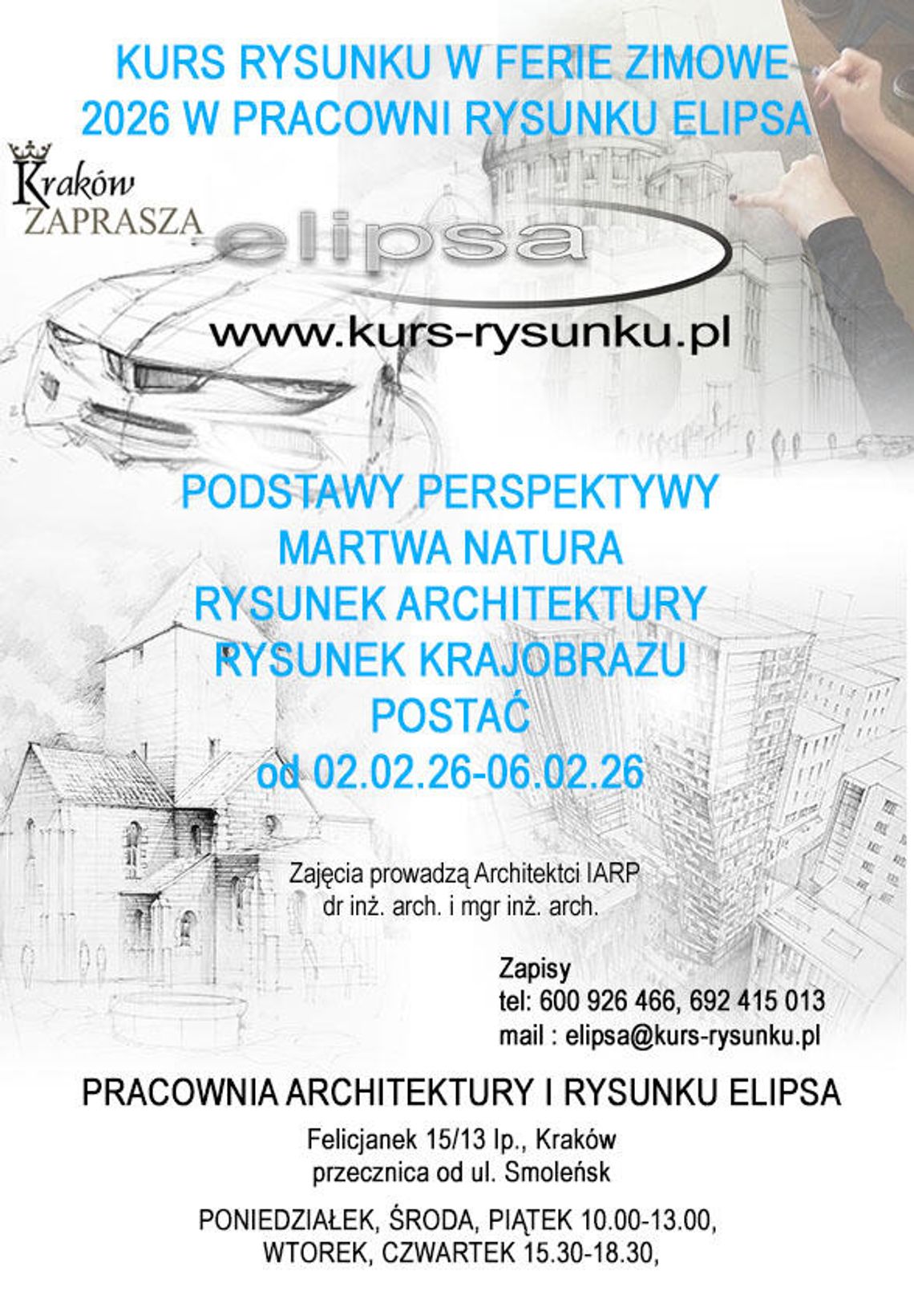 Kurs Rysunku w Ferie Zimowe 2026 w Pracowni Rysunku Elipsa