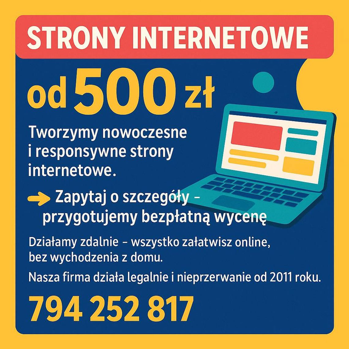 Nowoczesne strony www od 500 zł - zamów już dziś! Gotowa nawet w kilka dni!