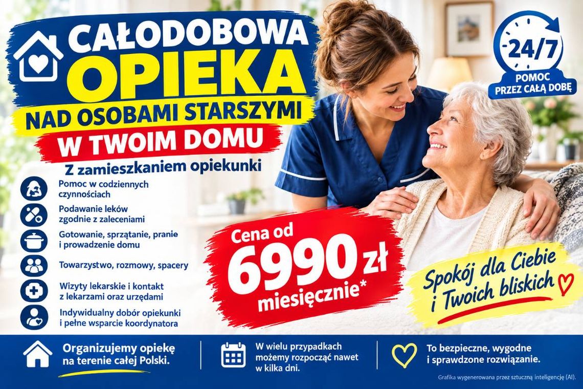 Opieka osoby starszej z opiekunką na miejscu - od 6990 zł miesięcznie Opieka osoby starszej z opiekunką na miejscu - od 6990 zł miesięcznie