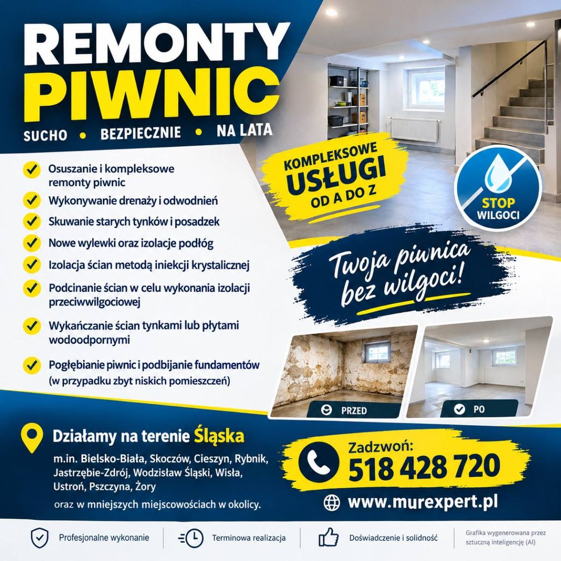 Osuszanie i remonty piwnic, pogłębianie i podbijanie fundamentów Śląsk/Małopolska Osuszanie i remonty piwnic, pogłębianie i podbijanie fundamentów Śląsk/Małopolska
